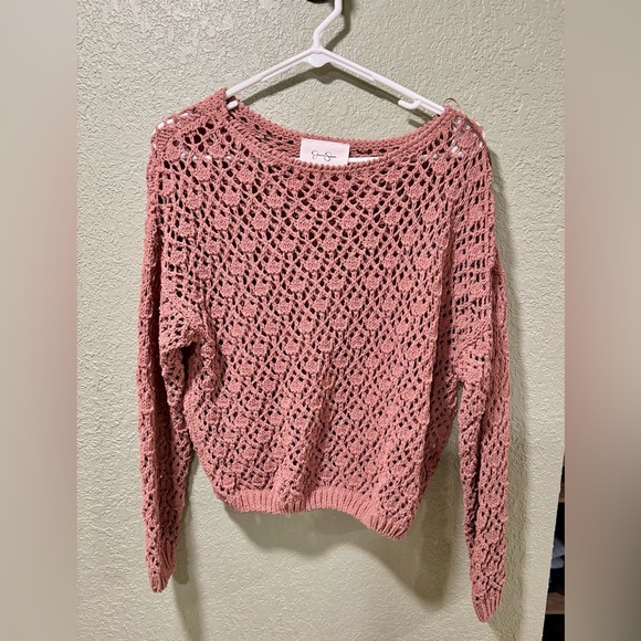Jessica Simpson Dusty Pink Crochet Sweater - Picture 1 of 3